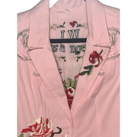 Johnny Was Blazer Jacket Womens M Pink  Floral Roses Embroidered JW Coat Medium - Picture 2 of 16